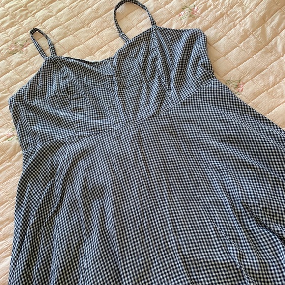 Old Navy Cotton Blend Navy Blue Gingham Fit and Flare Dress Sz XXL Tall - Picture 8 of 10